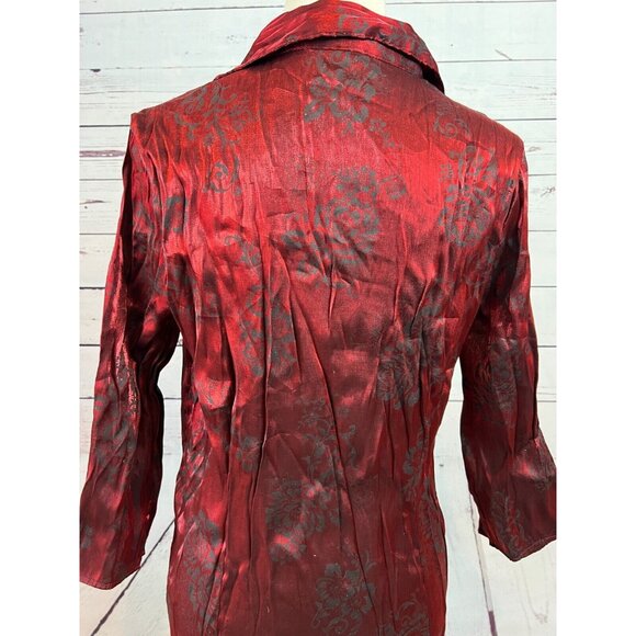 NWOT NOTATIONS Womens Twofer Blouse w Attached Tank Bling Holiday Large Rayon - Picture 10 of 10